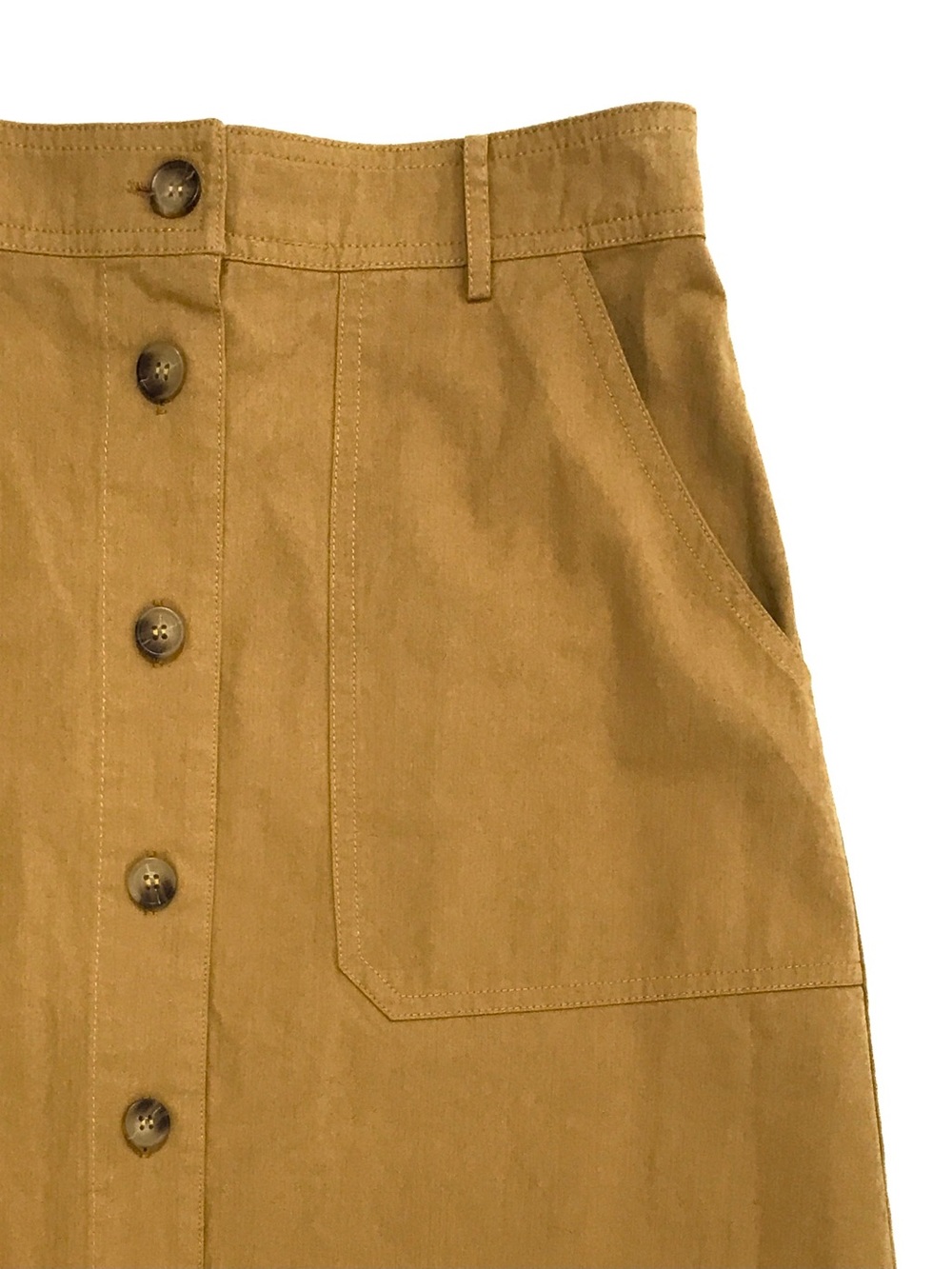 NWT FRNCH Paris Pinar High Waist Button Front A Line Mustard Midi Skirt L W31 - Picture 5 of 14